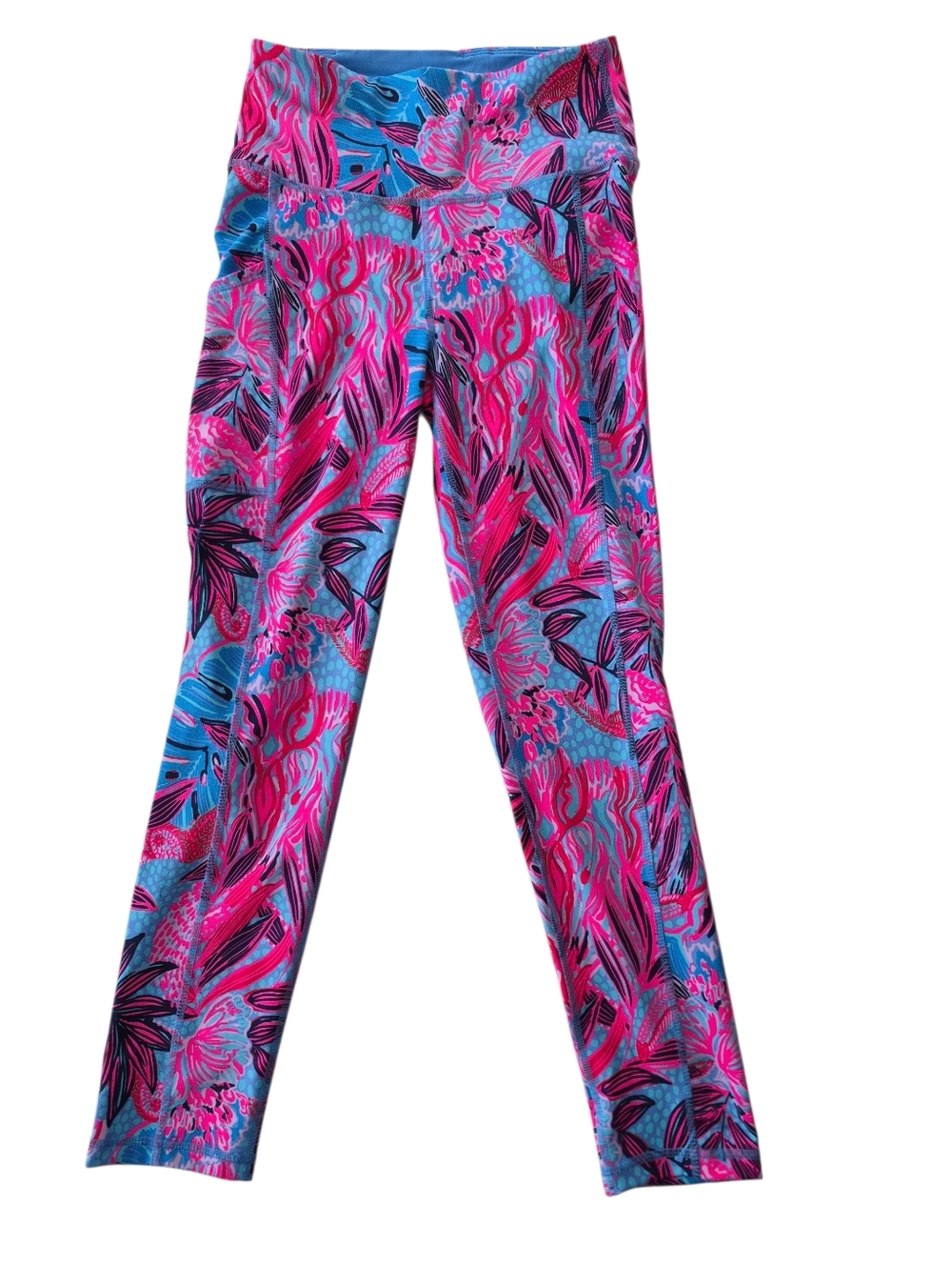 Lilly Pulitzer Pink & Blue Printed Luxletic Yoga Pants Sz XS